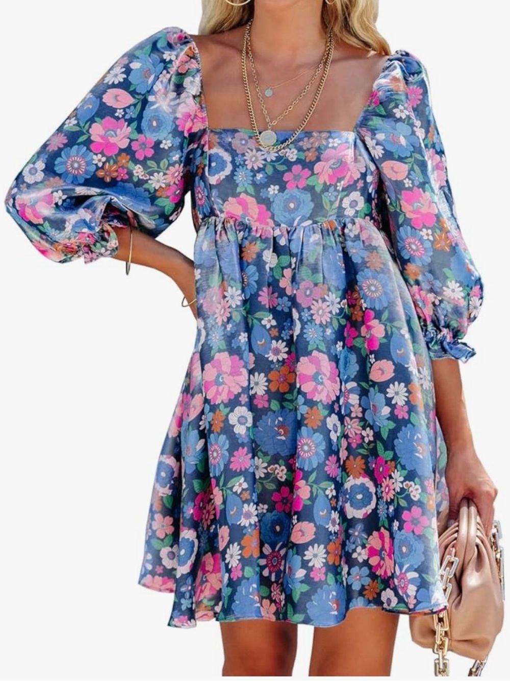 Heltapy Floral Babydoll Dress | Size Large | Like New